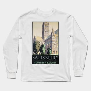 Salisbury, Wiltshire - SR - Vintage Railway Travel Poster - 1932 Long Sleeve T-Shirt